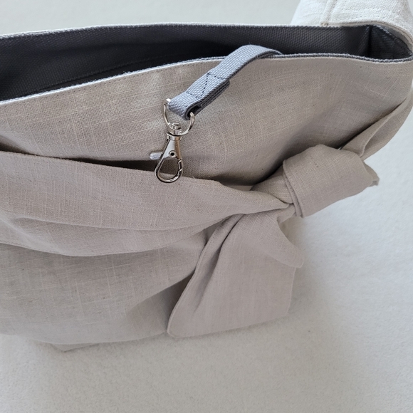 TippyThai | Cotton Twill Crossbody / Shoulder Bag NWOT natural color w/Bow - Picture 12 of 16